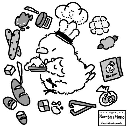 そっと日常に寄り添う、モノクロタッチの『なぞのとり』。 パン屋さんのやさしい時間を描きました。