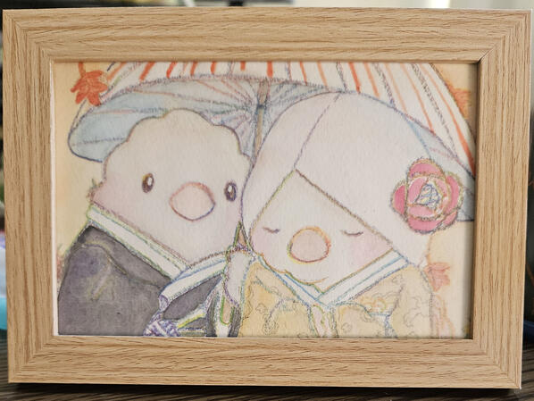 個人様からのご依頼で制作した作品。 記念となる特別な一瞬を、やわらかな雰囲気で描いています。