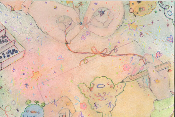 想いを結ぶように、大切な時間を描いた一枚です。